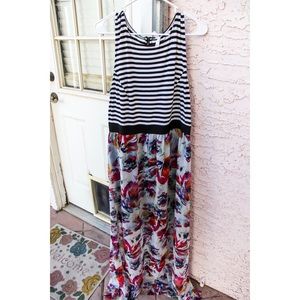 Floral/Stripe Maxi Dress